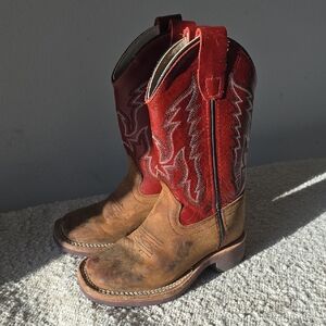 Old West Red and Tan Leather Boots